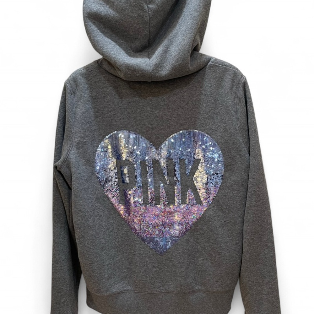 Victoria's Secret PINK Sequin Heart Hoodie | Women’s L - Picture 2 of 2